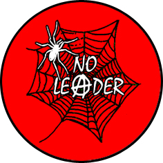 Badge No leader - toile fond rouge – réf. 042
