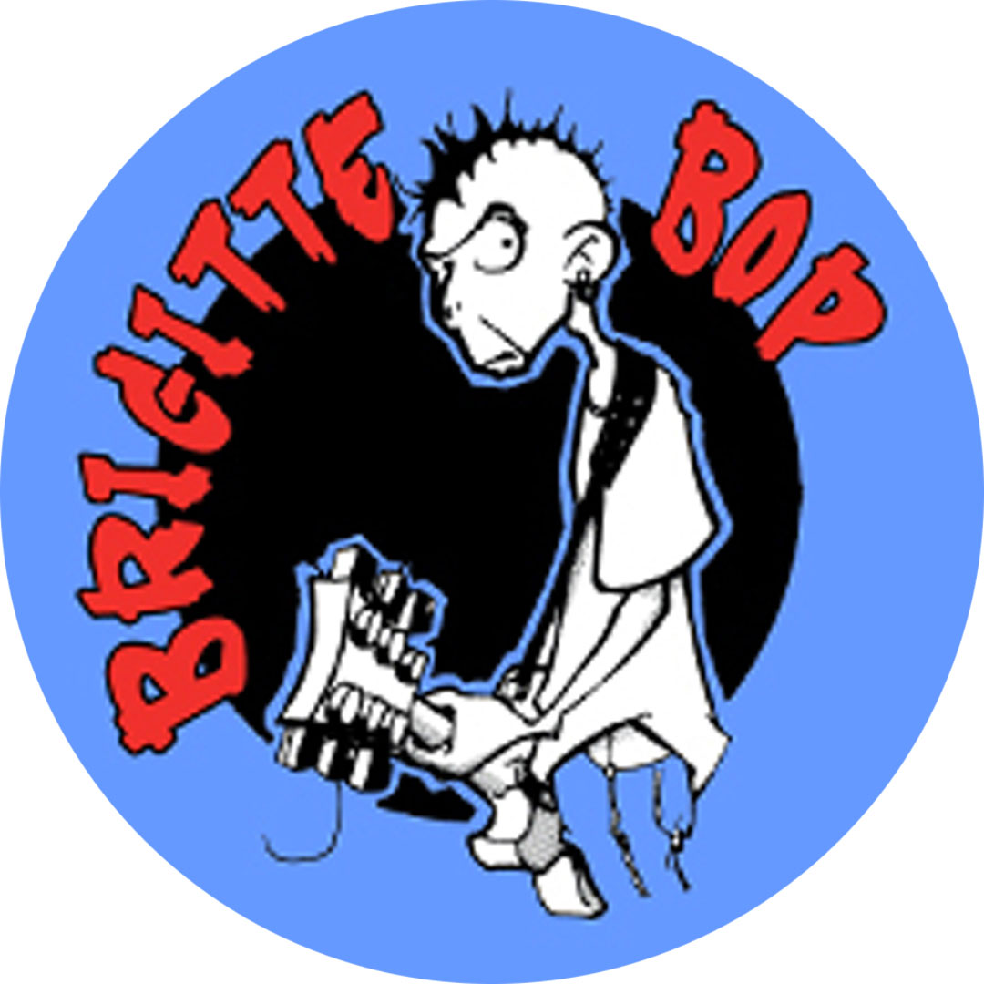 Badge Brigitte Bop – guitariste bleu – réf. 021