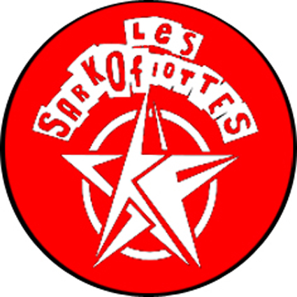 Badge Les Sarkofiottes - �toile sur fond rouge � r�f. 019